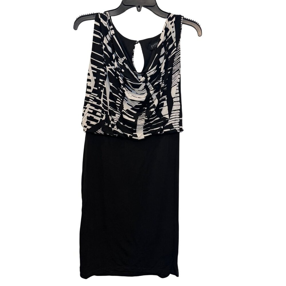 Enfocus Studio Sleeveless Cocktail Dress Women Size 12 Black & White Abstract Pr